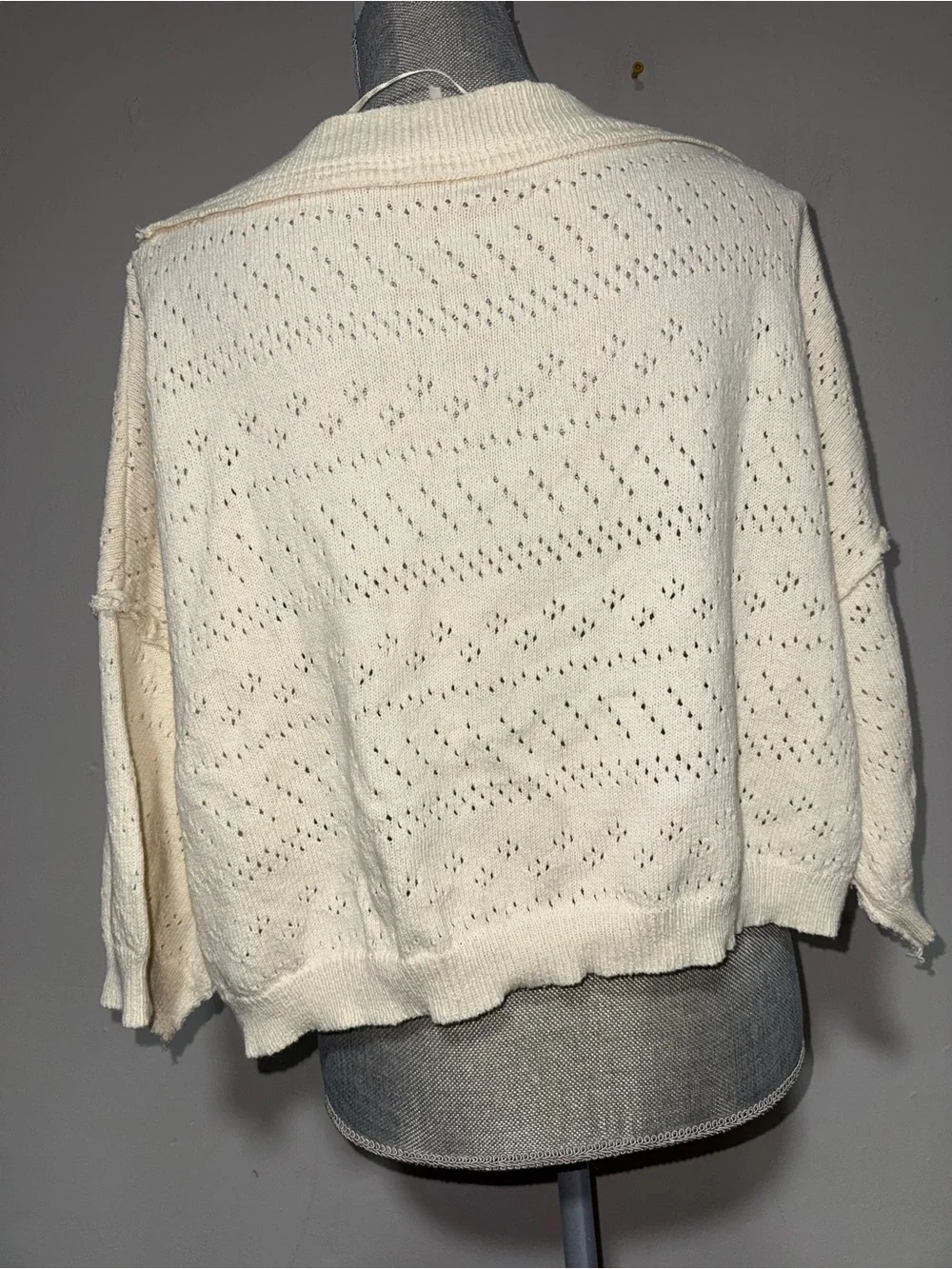 Free People Size SWomen's Cream Openwork Knit Cropped Top